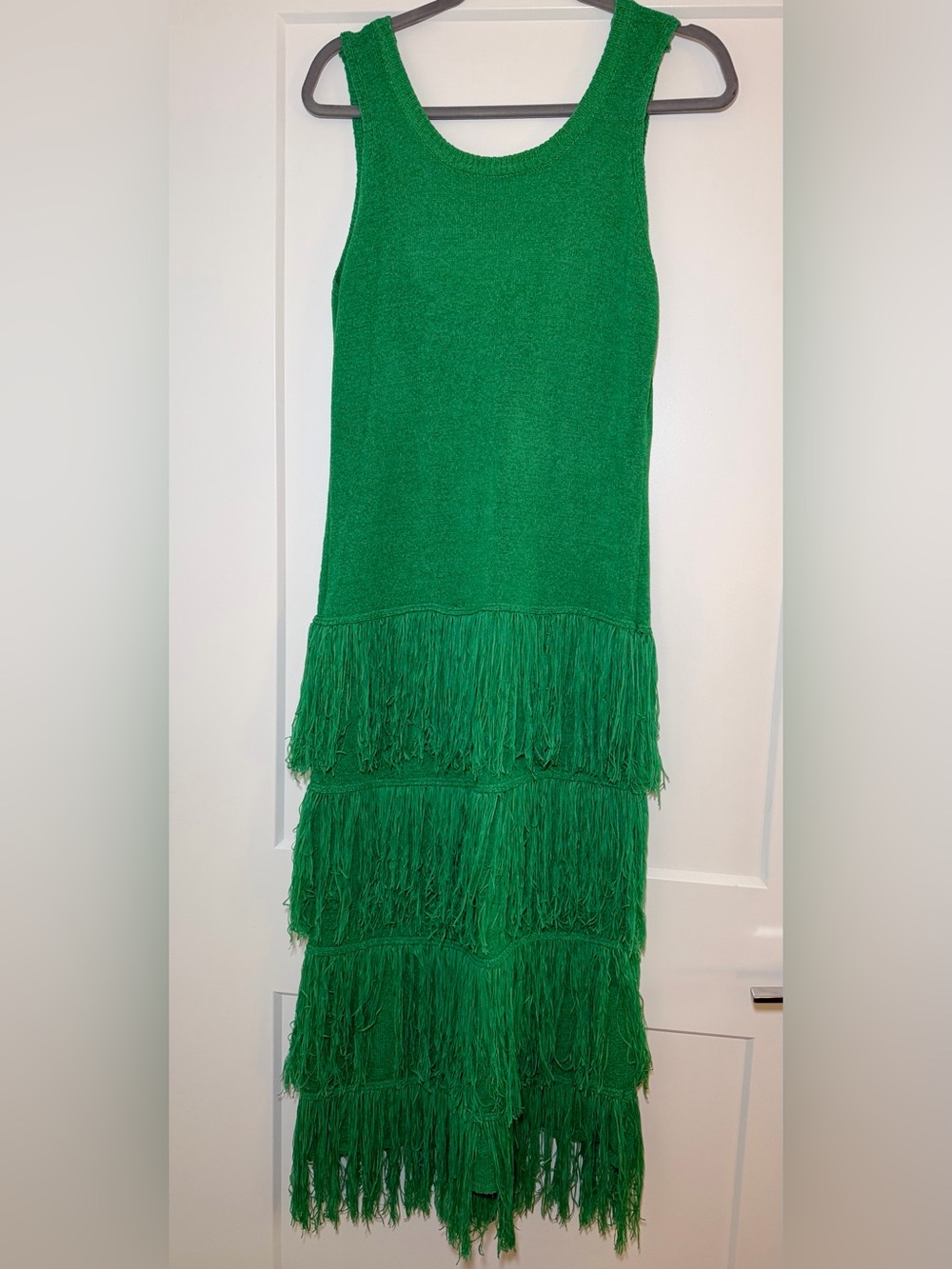 Green Fringe Midi Dress